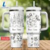 Custom Name Mickey amp Minnie Mouse Disney Castle Pattern Laser Engraved 40oz Stainless Steel Tumbler with Handle and Straw Lid