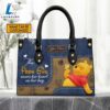 Custom Name This Winnie the Pooh Girl Wears Her Heart Jean Pattern Premium Leather Handbag