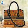 Custom Name Tigger Flower Fabric Pattern Premium Leather Handbag