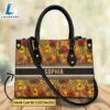 Custom Name Winnie the Pooh Flower Fabric Pattern Premium Leather Handbag 2 Custom Name Winnie the Pooh Flower Fabric Pattern Premium Leather Handbag
