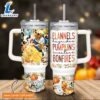 Disney Custom Name Beauty amp the Beast Flannels Pumpkins Bonfires Pattern 40oz Stainless Steel Tumbler with Handle and Straw Lid