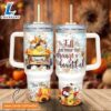 Disney Custom Name Beauty amp the Beast Happy Fall Pumpkin Flower Pattern 40oz Tumbler with Handle and Straw Lid
