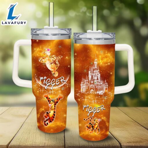 Tigger Castle Glitter Pattern 40oz Tumbler with Handle and Straw Lid
