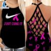 Breast Cancer Awareness Criss Cross Tank Top Just Cure It Pink Ribbon