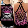 Breast Cancer Awareness Criss-Cross Tank Top Not Dead Yet Skull Sunflower 2 Breast Cancer Awareness Criss Cross Tank Top Not Dead Yet Skull Sunflower