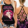 Breast Cancer Awareness Criss Cross Tank Top Pink Butterflies Fight Like A Breast Cancer Warrior