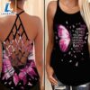 Breast Cancer Awareness Criss Cross Tank Top Pink Diamond Butterfly Sunflower Never Give Up