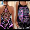 Breast Cancer Awareness Criss Cross Tank Top Pink Lion The Strongest Warriors