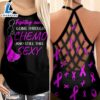 Breast Cancer Awareness Criss Cross Tank Top Pink Ribbon Fighting Cancer