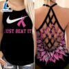 Breast Cancer Awareness Criss Cross Tank Top Pink Ribbon Just Beat It