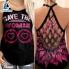 Breast Cancer Awareness Criss Cross Tank Top Pink Ribbon Save The Woman