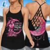 Breast Cancer Awareness Criss Cross Tank Top Pink Ribbon Witch Horse Cancer Chose The Wrong Witch Halloween