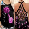 Breast Cancer Awareness Criss Cross Tank Top Pink Rose Flower Baby Elephant Never Give Up