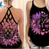 Breast Cancer Awareness Criss Cross Tank Top Pink Sunflower Fight Like A Mom