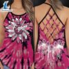 Breast Cancer Awareness Criss Cross Tank Top Pink Sunflower Tie Dye