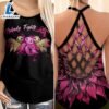 Breast Cancer Awareness Criss Cross Tank Top Pink Sunflower Turtles Nobody Fights Alone