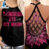 Breast Cancer Awareness Criss Cross Tank Top Pink Sunflower Zombies Ate My Boobs