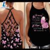 Breast Cancer Awareness Criss Cross Tank Top Sunflower Butterflies