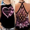 Breast Cancer Awareness Criss Cross Tank Top Sunflower Pink Butterfly Heart Im A Survivor