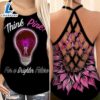 Breast Cancer Awareness Criss Cross Tank Top Sunflower Think Pink For A Brighter Future