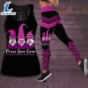 Peace Love Cure Breast Cancer Awareness 3D Hollow Tank Top amp Leggings