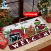 NCAA Arkansas Razorbacks Grinch Christmas Welcome Football Doormat - Custom Name 2 NCAA Arkansas Razorbacks Grinch Christmas Welcome Football Doormat Custom Name