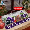 NCAA Northwestern Wildcats Grinch Christmas Welcome Football Doormat - Custom Name 2 NCAA Northwestern Wildcats Grinch Christmas Welcome Football Doormat Custom Name