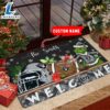 NFL Las Vegas Raiders Grinch Christmas Welcome Football Doormat Custom Name