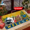 NFL Los Angeles Chargers Grinch Christmas Welcome Football Doormat Custom Name