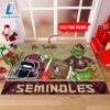 NCAA Florida State Seminoles Grinch And Max Christmas Welcome Football Doormat - Custom Name 3 NCAA Florida State Seminoles Grinch And Max Christmas Welcome Football Doormat Custom Name