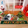 NCAA Miami Hurricanes Grinch And Max Christmas Welcome Football Doormat Custom Name