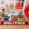 NCAA NC State Wolfpack Grinch And Max Christmas Welcome Football Doormat Custom Name