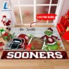 NCAA Oklahoma Sooners Grinch And Max Christmas Welcome Football Doormat - Custom Name 2 NCAA Oklahoma Sooners Grinch And Max Christmas Welcome Football Doormat Custom Name