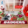 NCAA Wisconsin Badgers Grinch And Max Christmas Welcome Football Doormat Custom Name