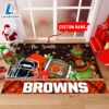 NFL Cleveland Browns Grinch And Max Christmas Welcome Football Doormat Custom Name