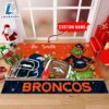 NFL Denver Broncos Grinch And Max Christmas Welcome Football Doormat Custom Name