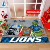 NFL Detroit Lions Grinch And Max Christmas Welcome Football Doormat Custom Name