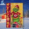 NFL Kansas City Chiefs Grinch Football Christmas Welcome Garden Flag Custom Name