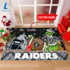 NFL Las Vegas Raiders Grinch And Max Christmas Welcome Football Doormat - Custom Name 2 NFL Las Vegas Raiders Grinch And Max Christmas Welcome Football Doormat Custom Name