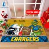 NFL Los Angeles Chargers Grinch And Max Christmas Welcome Football Doormat - Custom Name 3 NFL Los Angeles Chargers Grinch And Max Christmas Welcome Football Doormat Custom Name