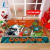 NFL Miami Dolphins Grinch And Max Christmas Welcome Football Doormat Custom Name