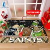 NFL New Orleans Saints Grinch And Max Christmas Welcome Football Doormat - Custom Name 2 NFL New Orleans Saints Grinch And Max Christmas Welcome Football Doormat Custom Name