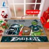 NFL Philadelphia Eagles Grinch And Max Christmas Welcome Football Doormat - Custom Name 2 NFL Philadelphia Eagles Grinch And Max Christmas Welcome Football Doormat Custom Name