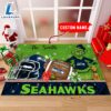 NFL Seattle seahawks Grinch And Max Christmas Welcome Football Doormat - Custom Name 2 NFL Seattle seahawks Grinch And Max Christmas Welcome Football Doormat Custom Name
