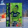 NFL Seattle seahawks Grinch Football Christmas Welcome Garden Flag Custom Name 3 NFL Seattle seahawks Grinch Football Christmas Welcome Garden Flag Custom Name