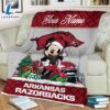 Custom Name NCAA Arkansas Razorbacks Mickey Christmas Fleece Blanket