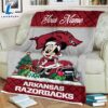 Custom Name NCAA Arkansas Razorbacks Minnie Christmas Fleece Blanket 3 Custom Name NCAA Arkansas Razorbacks Minnie Christmas Fleece Blanket