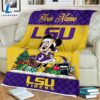Custom Name NCAA LSU Tigers Minnie Christmas Fleece Blanket 2 Custom Name NCAA LSU Tigers Minnie Christmas Fleece Blanket