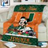 Custom Name NCAA Miami Hurricanes Minnie Christmas Fleece Blanket 2 Custom Name NCAA Miami Hurricanes Minnie Christmas Fleece Blanket