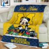 Custom Name NCAA Michigan Wolverines Mickey Christmas Fleece Blanket 3 Custom Name NCAA Michigan Wolverines Mickey Christmas Fleece Blanket
